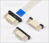 0.5mm 10Pin 抽屉式FPC连接器 下接触图,0.5mmFPC座10Pin 下接触图，0.5 10Pin卧贴 FPC连接器图，0.5mm 10Pin SMT ZIP FPC Connector Picture