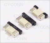 0.5mm 6Pin 抽屉式FPC连接器 下接触图,0.5mmFPC座6Pin 下接触图，0.5 6Pin卧贴 FPC连接器图，0.5mm 6Pin SMT ZIP FPC Connector Picture