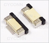 0.5mm 9Pin 抽屉式FPC连接器 下接触图,0.5mmFPC座9Pin 下接触图，0.5 9Pin卧贴 FPC连接器图，0.5mm 9Pin SMT ZIP FPC Connector Picture