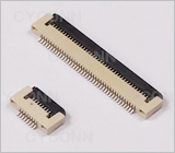 间距0.5mm卧式贴片前插后掀高1.5mm,0.5FPC连接器双面接触，0.5后掀式FPC连接器，0.5翻盖式FPC连座，高1.5mm,0.5S-6X-20PWB