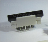 1.0 FPC插座DIP 6P带锁扣,1.0mm FPC连接器 6PIN 插板带锁,1.0 6P 插板带锁扣单面接